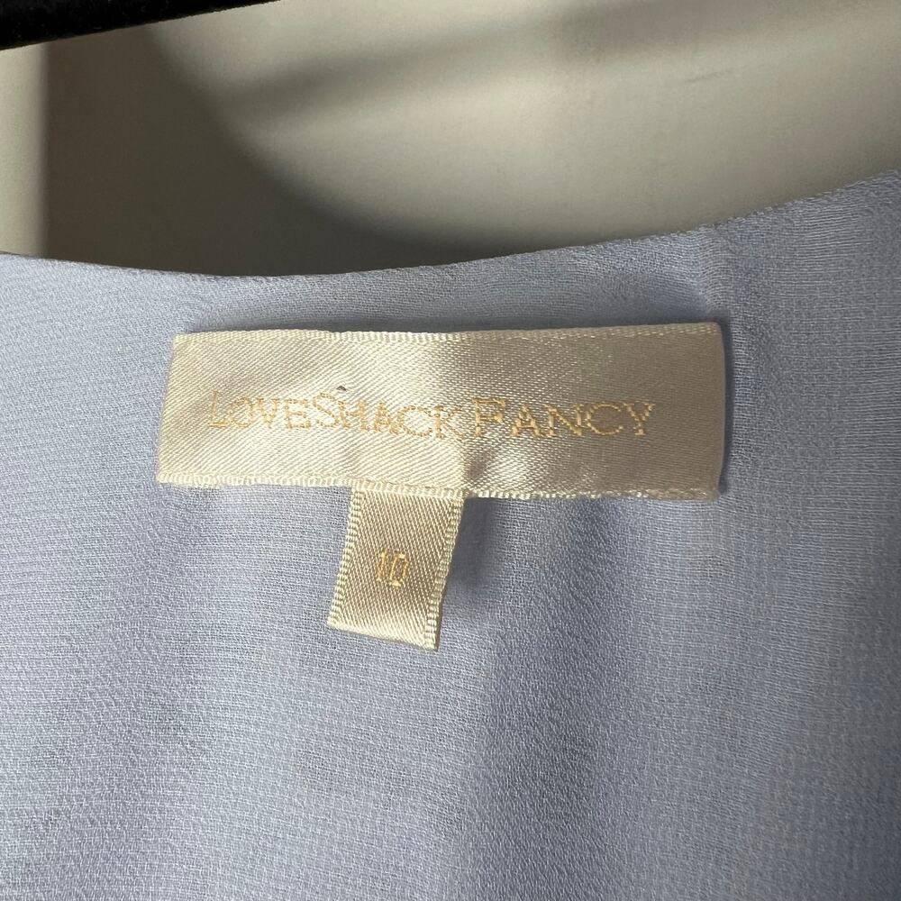 Love Shack Fancy Blue Solus Ruffled Floral Crepe Mini Dress Size 10 - Picture 7 of 10